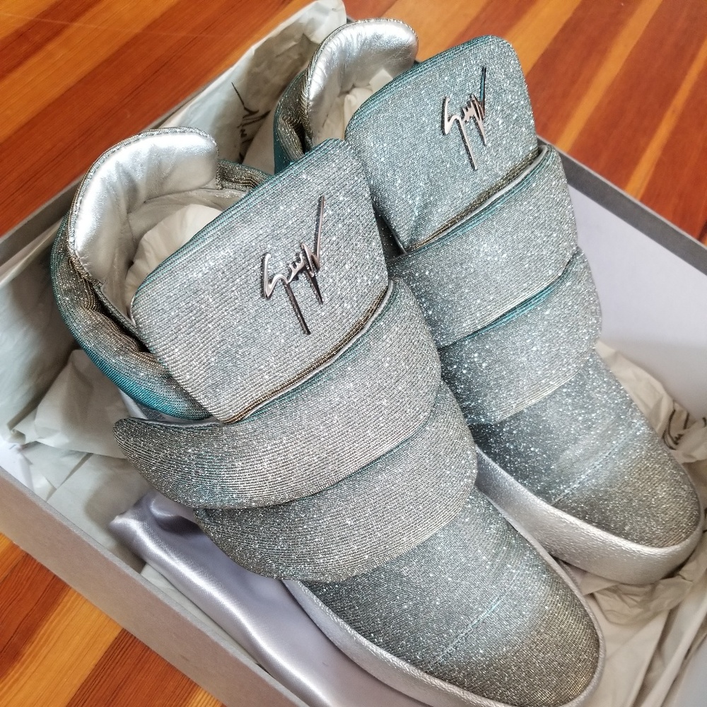 Giuseppe Zanotti Silver Puff Strap High-Tops
